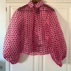 Sheer pink puffy long sleeve top